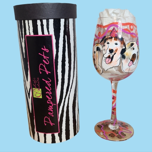 Cyhafi Couture Other - Handpainted Wine Glass- Cyhafi Couture NIB